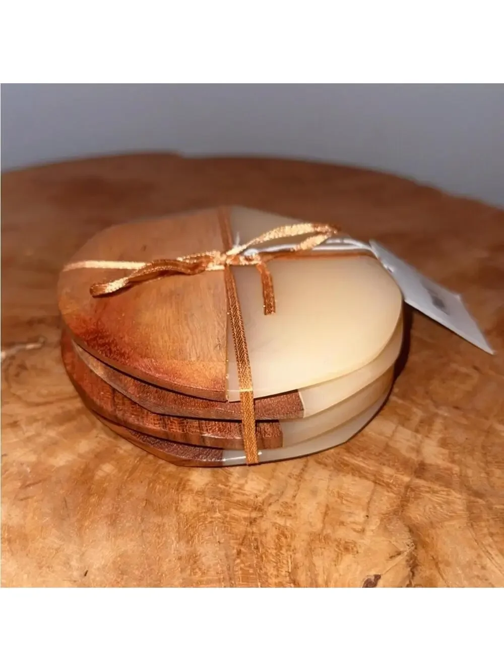 NWT Pier 1 Wood and Resin Coasters Set of 4